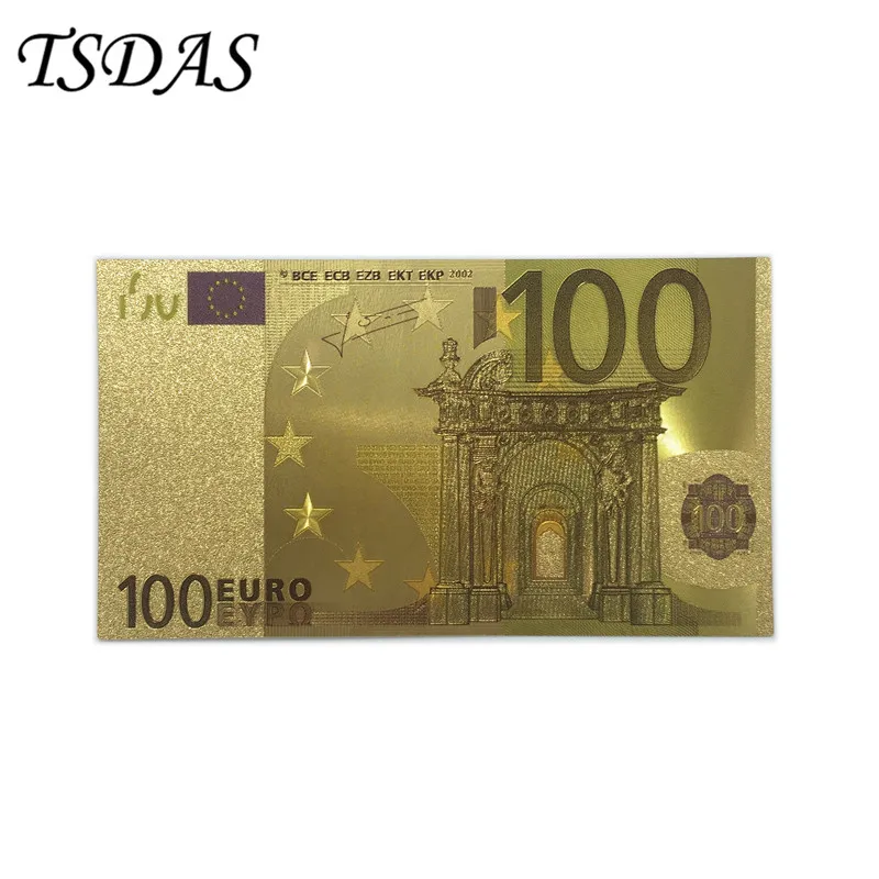 300 шт./компл. 100 евро памятные банкноты из цветной золотой фольги для европейских