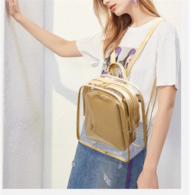 Прозрачный пластиковый рюкзак новый водонепроницаемый женский прозрачный