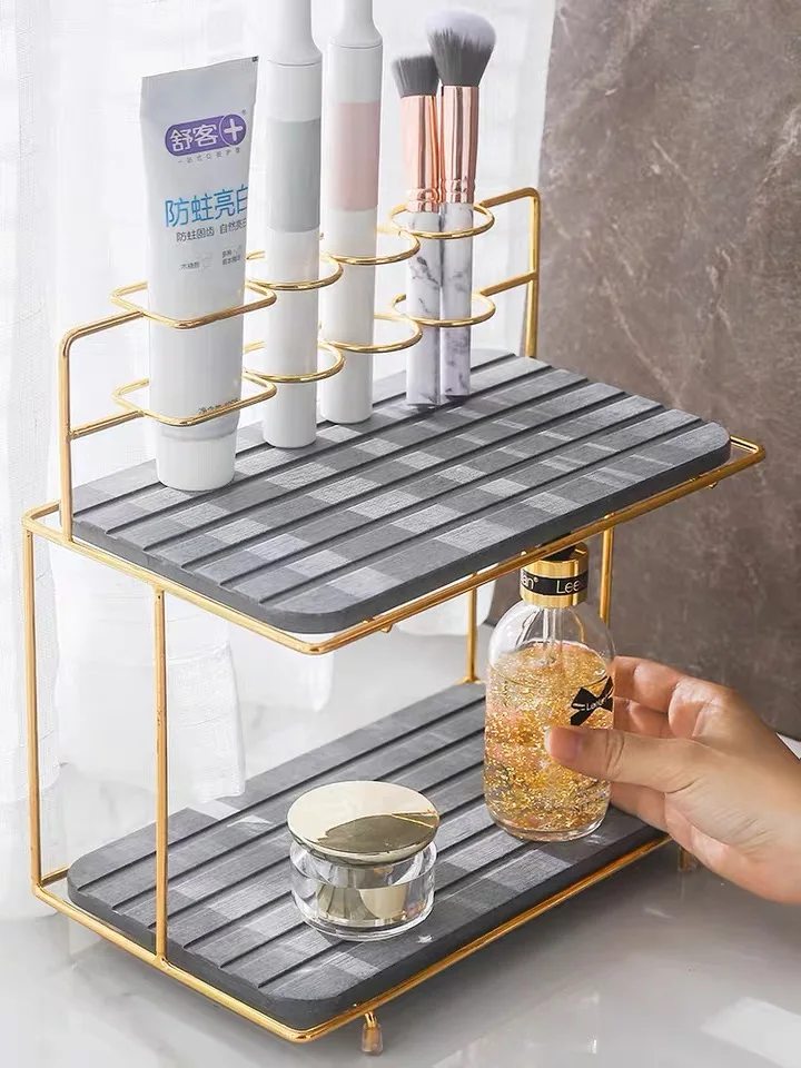 

Simple Style Diatom Mud Electric Toothbrush Holder Mouthwash Cup Rack Desktop Storage Shelf Bathroom Accessories