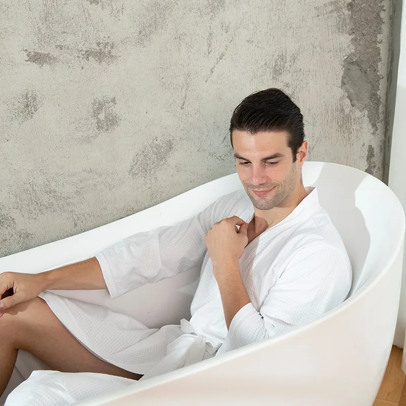 

Kimono Gown 2021 Autumn New Intimate Lingerie Waffle Bathrobe Men Sleepwear Soft Nightwear Lovers Nightgown Home Clothes