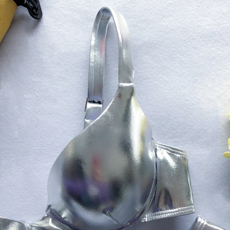 Новинка 2020 однотонный блестящий сексуальный комплект бикини женский купальник