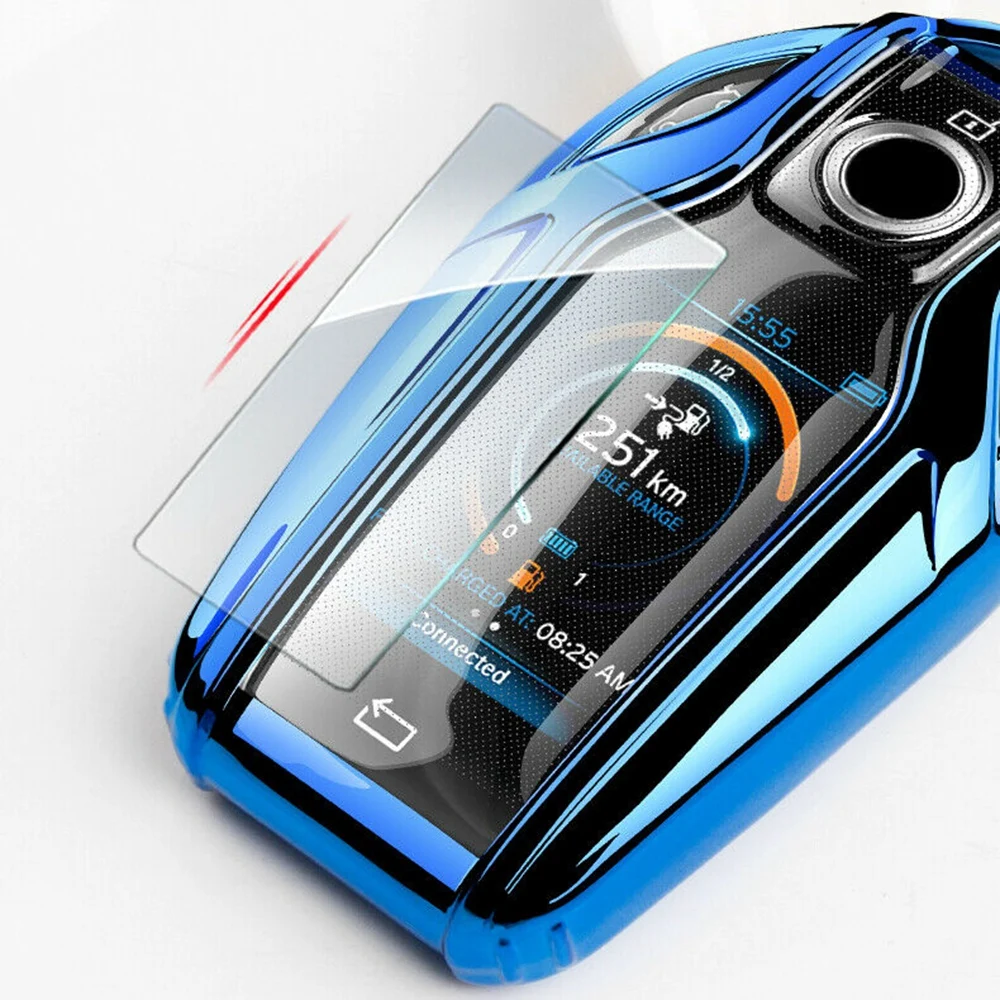 

TPU Car Key Case Cover Holder with Keychain Keychain Remote for BMW 7 Series 740 5 Series G30 GT X3 Display Key Car Accessories