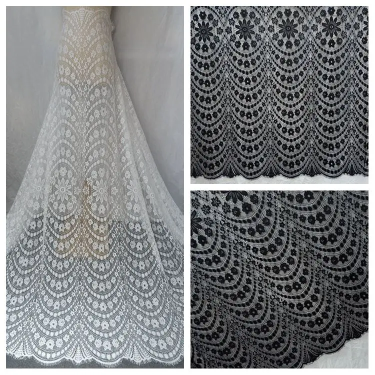 

1.5 meters wide heavy hollow embossed wavy flowers eyelashes lace DIY lace fabric