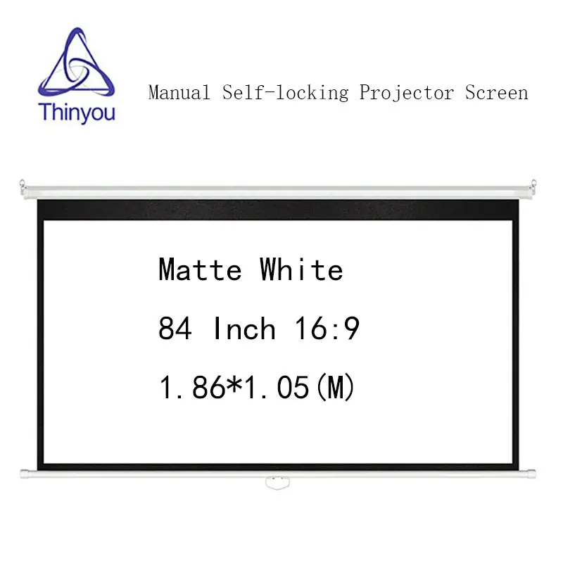 Настенное крепление Thinyou 84 дюйма 16:9 матовый белый ручной самоблокирующийся экран