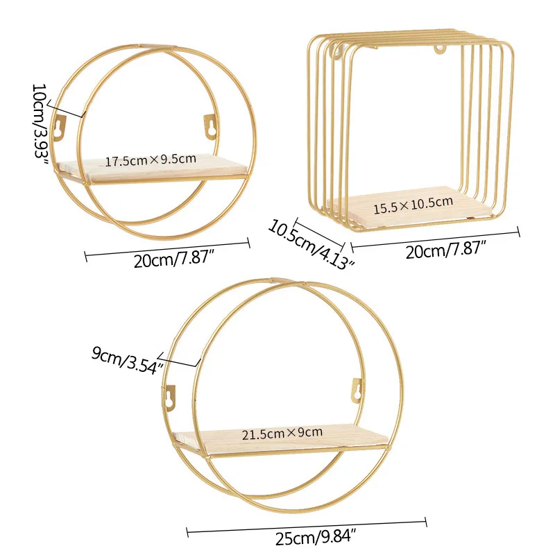 Strongwell Скандинавская железная круглая Золотая настенная полка стеллаж для