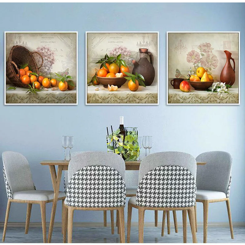 Свежий Оранжевый и бутылка настенная Печать художественные картины на холсте