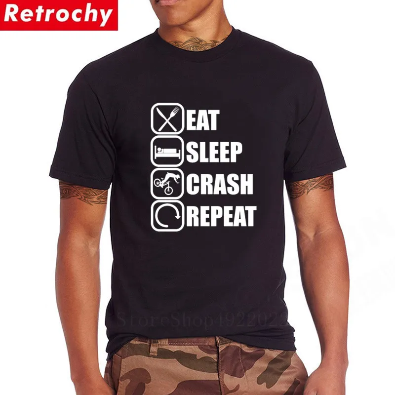 Забавные горный велосипедная Футболка Модные Sreetwear MTB жизни &quot Eat Sleep аварии