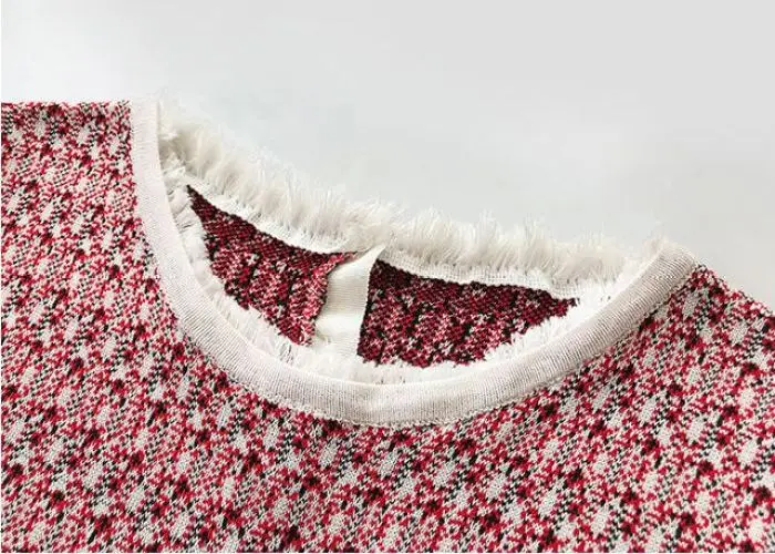 

Retro Summer Ice Silk Short Sleeve Women T-Shirts Tassel Button Patchwork Knitted Top