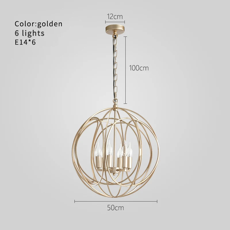 Подвесной светильник Globe iron cage ing gold подвесной для спальни кухни столовой