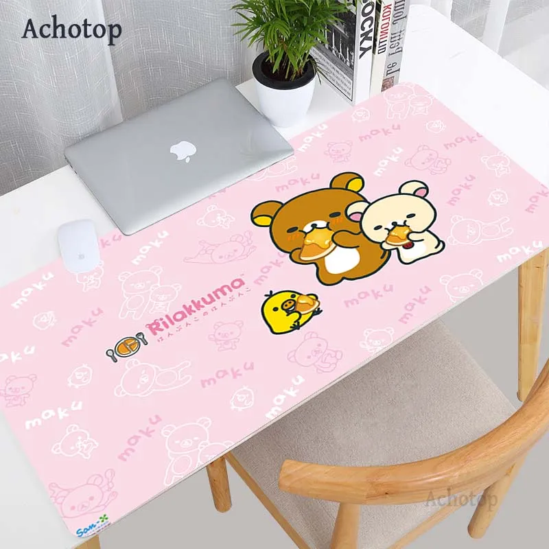 large anime pink mousepad gamer kawaii mouse pad cute gaming accessories keyboard mouse pad rubber otaku big laptop desk mats free global shipping