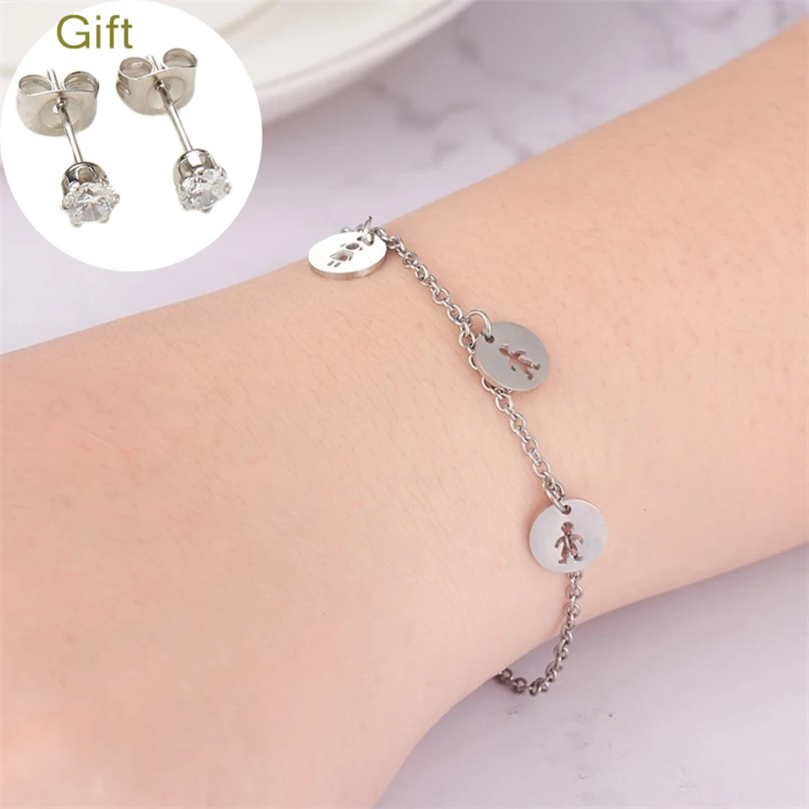 Браслеты на День Матери WAWFROK браслет с подвесками в виде сердечек из нержавеющей