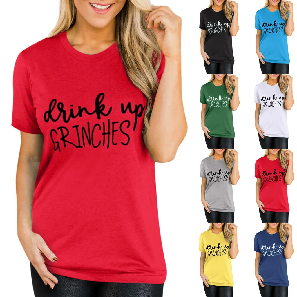 Женская Повседневная футболка с коротким рукавом и буквенным принтом ropa mujer