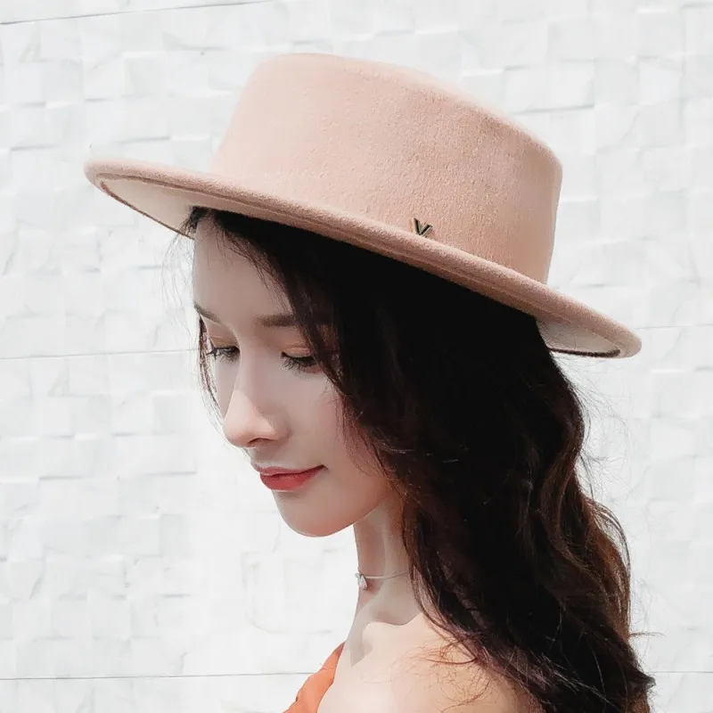 100% шерсть новая шерстяная шляпа гладкая для женщин фетровая мягкая с широкими