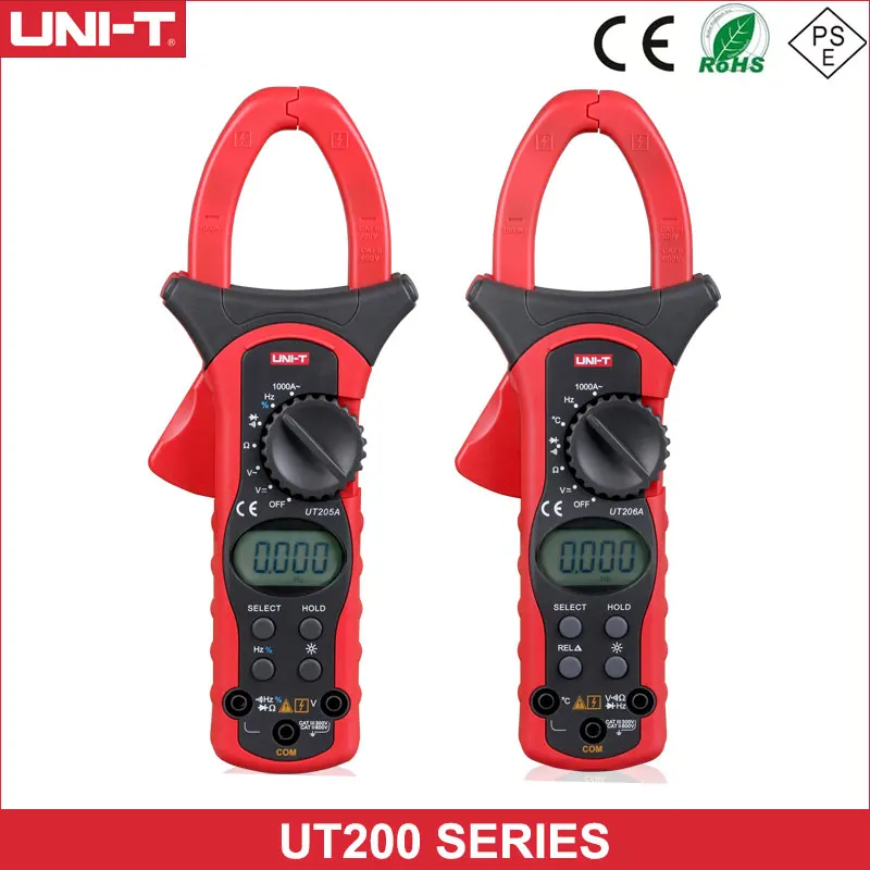 UNI T UT205A UT206A UT205 UT206 Auto Range 1000A Digital Clamp Meters Multimeters Voltmeter with LCD Backlight Multimeter