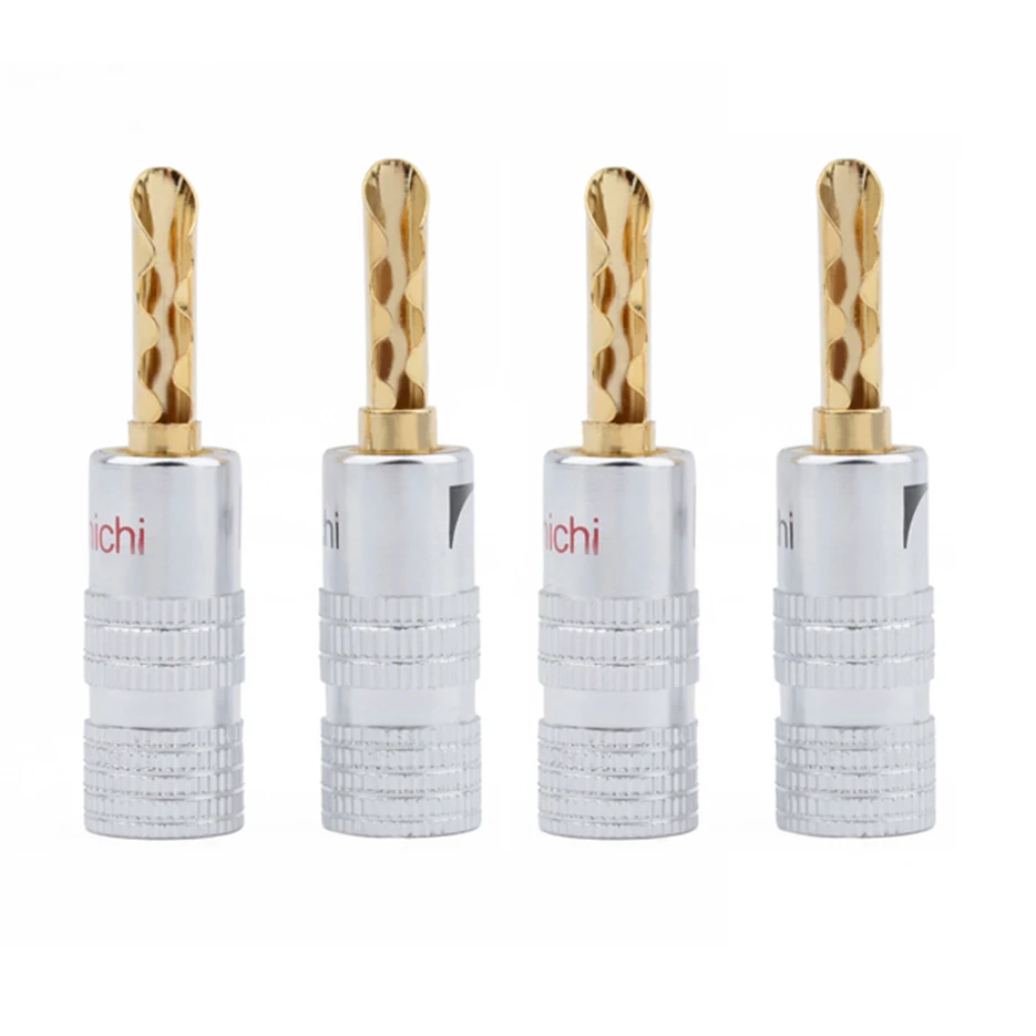 

12-50pcs high quality Nakamichi 24K Gold Plated Copper BFA 4mm Banana Plug Male Speaker Connector