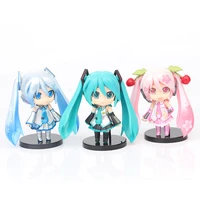 bandai model japanese anime figure dolls blue green pink ornaments 10cm toys q posket anime car accessories gifts