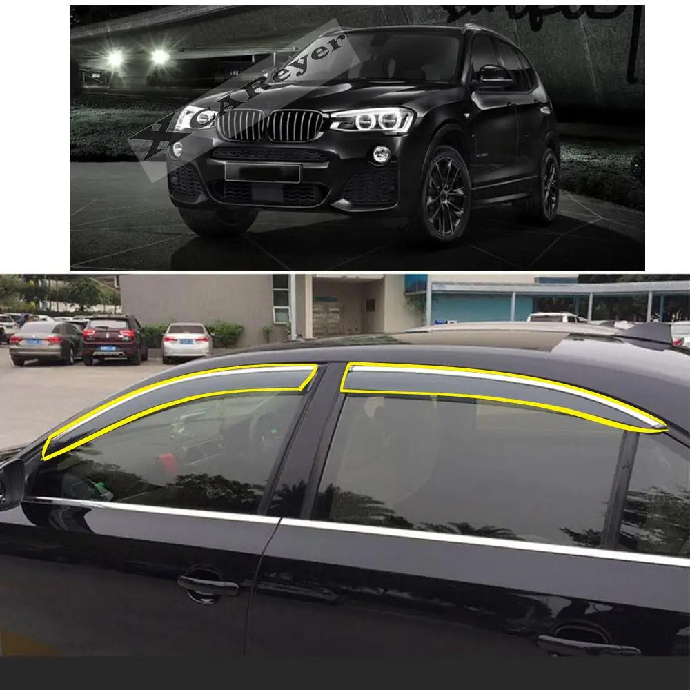 

Car Body Styling Sticker Plastic Window Glass Wind Visor Protector Rain/Sun Guard Vent Deflectors For BMW X3 F25 2011-2017