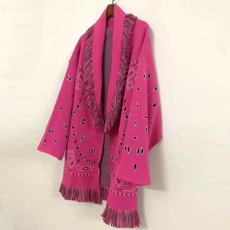 Женский зимний Кардиган с бахромой длинным рукавом