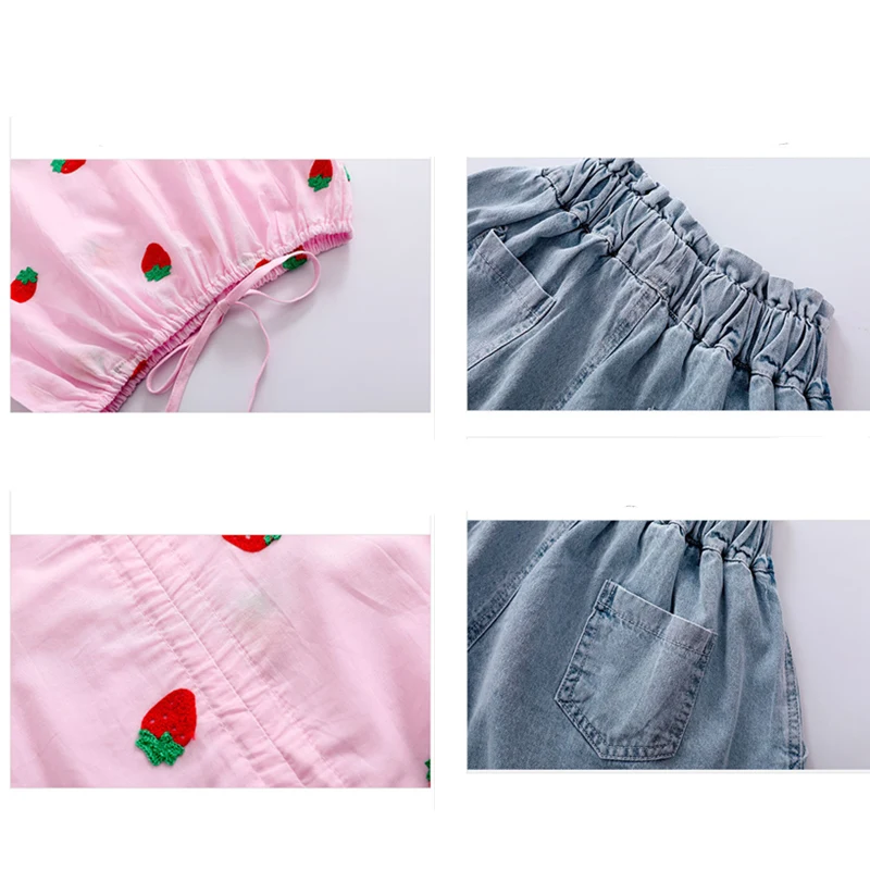 Детская одежда для девочек комплект с укороченным топом летний винтажный буф
