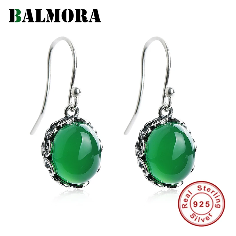 Женские серьги-подвески BALMORA серьги из настоящего серебра 100% пробы с халцедоном
