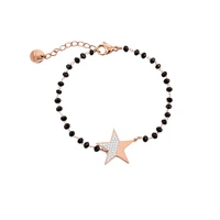 stainless steel rose gold crystal star charm bracelet black crystal beads chain steel bracelet for women 2021 jewelry new gifts