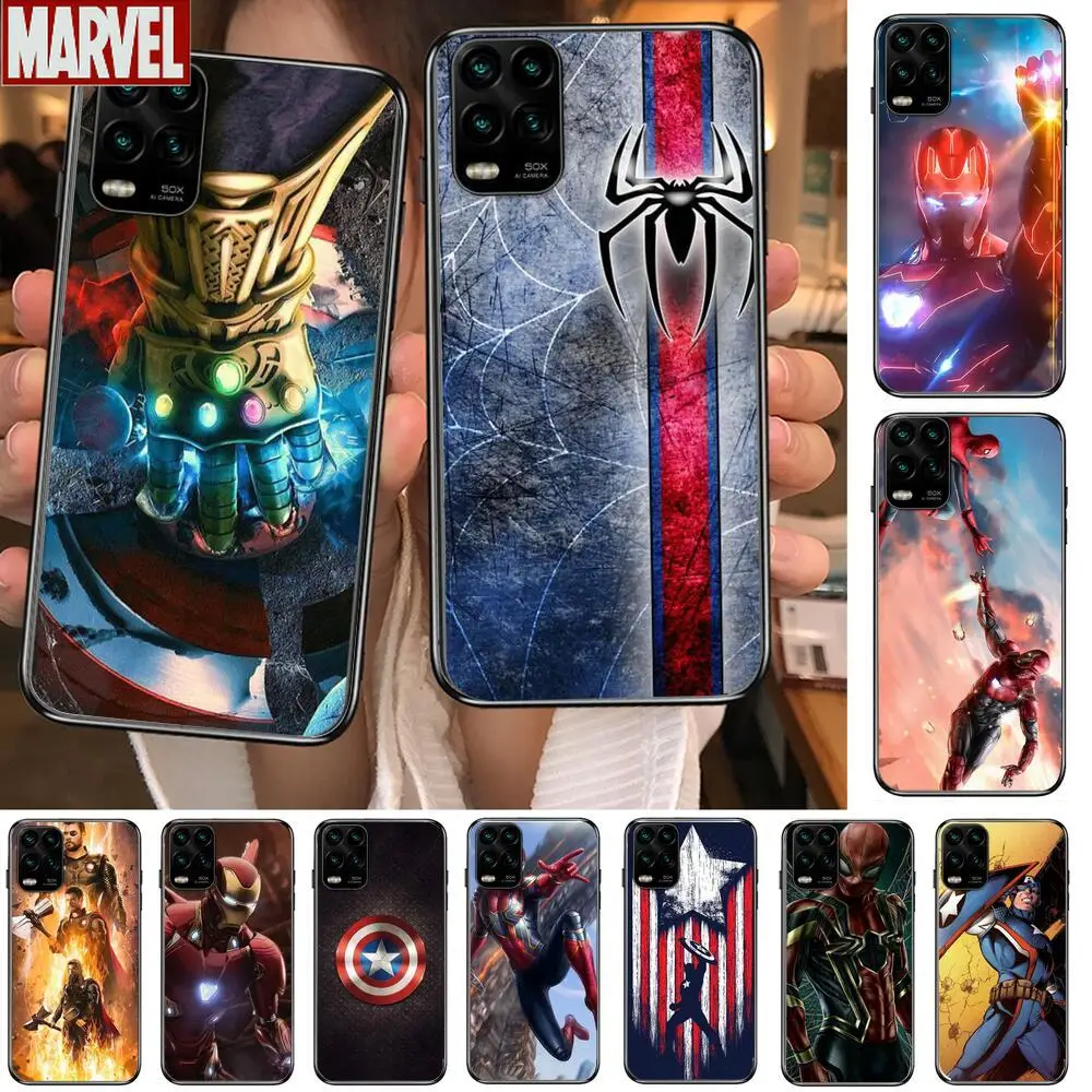 

Marvel superhero case cartoon Phone Case For XiaoMi Redmi Note 10 9S 8 7 6 5 A Pro T Y1 Anime Black Cover Silicone Back Pre