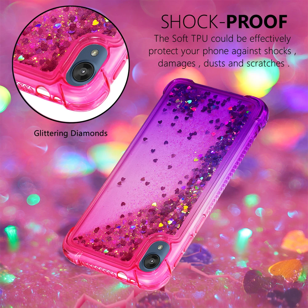 Ультратонкий Блестящий двухцветный градиентный чехол s для Motorola MOTO E6 E6S Plus Love Heart