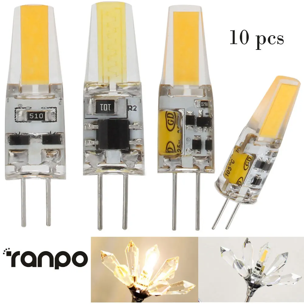 

10Pcs/Lot New G4 LED Lamp COB Bulb 6W AC/DC 12V 220V Candle Silicone Lights Replace 40W Halogen for Chandelier Spotlight