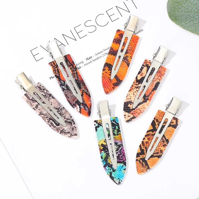 

1pcs Snakeskin pattern Non-marking hairpin Bangs clip positioning hairpin gradient clip Makeup clip Ladies hair accessories