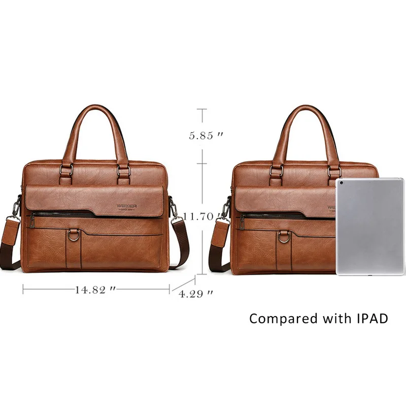 Retro Men PU Leather Black Briefcase Business Men Handbags Male Vintage Shoulder Messenger Bag Men 14inch Large Laptop Handbags