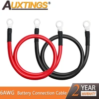 auxting 38 lugs 6awg battery connection cable terminal kit power cable black red wire inverter battery cable car ups pv used