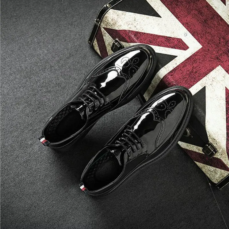 Мужские классические деловые туфли кожаные оксфорды с острым носком в ретро