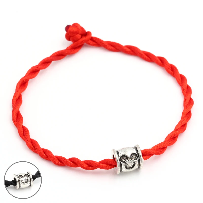 Браслет из бисера ручной работы с черной нитью DIY удачный красный браслет мышкой