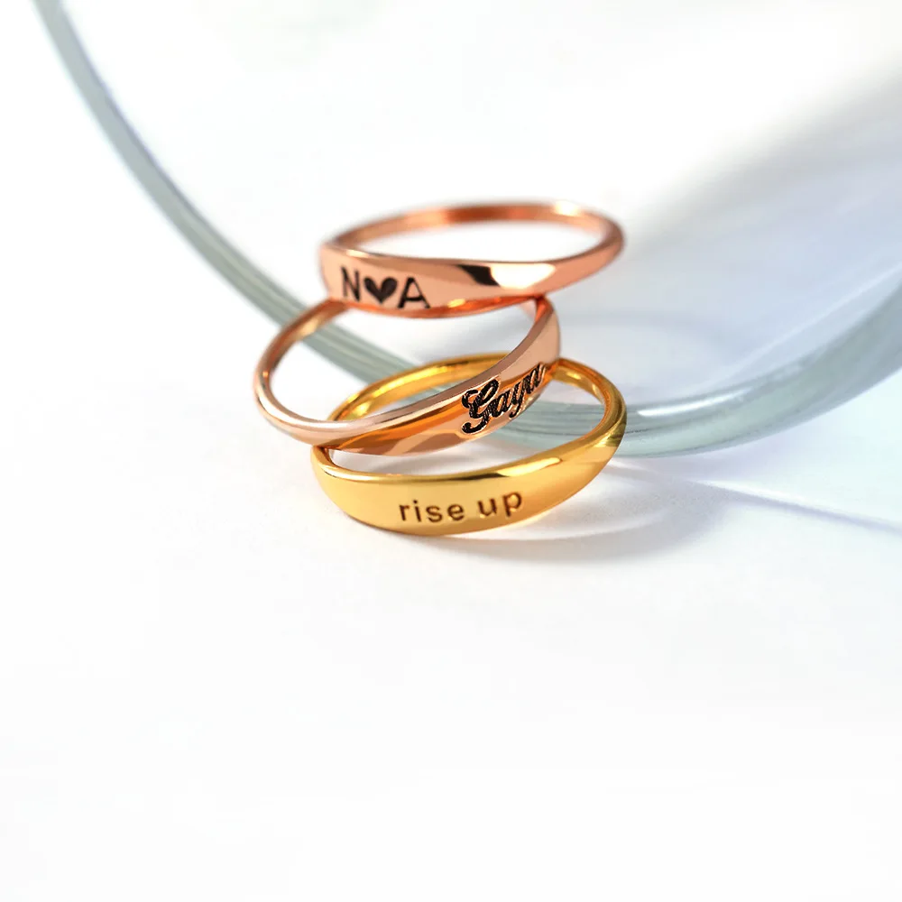

Trend Rings for Women Couple Custom Name finger-Ring Stainless Steel Girls Anillos Personalized Male Ring BFF Engraved Jewelry