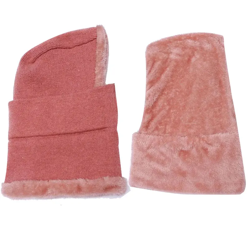 Skullies Beanies женская вязаная шапка шарф женские зимние шапки для женщин капот однотонная Балаклава маска Feminino Beanie Hat cap