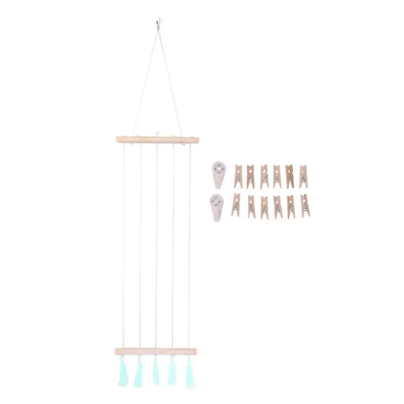 

2020 New Nordic DIY Wooden Wall Hanging Picture Frame Collage Macrame Wall Decor Postcard Photo Display Home Decoration