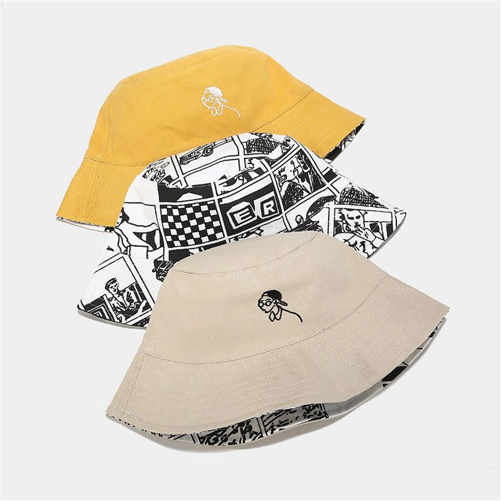 Панама с вышивкой GOUTER унисекс двусторонняя камуфляжная шапка принтом кота в