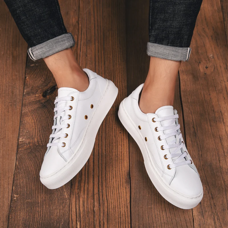 Кроссовки мужские из дышащей кожи Повседневная Уличная модная спортивная обувь