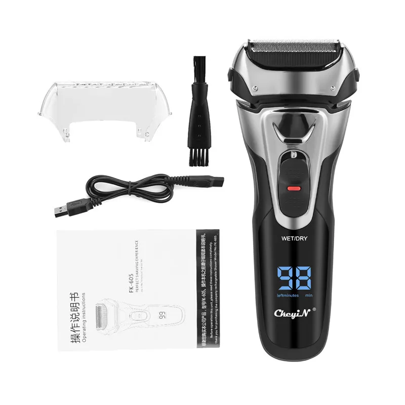 

Waterproof Shaver Razor 3D Triple Floating Blade Beard Trimmer USB Rechargeable Shaving Machine Barbeador LED Display