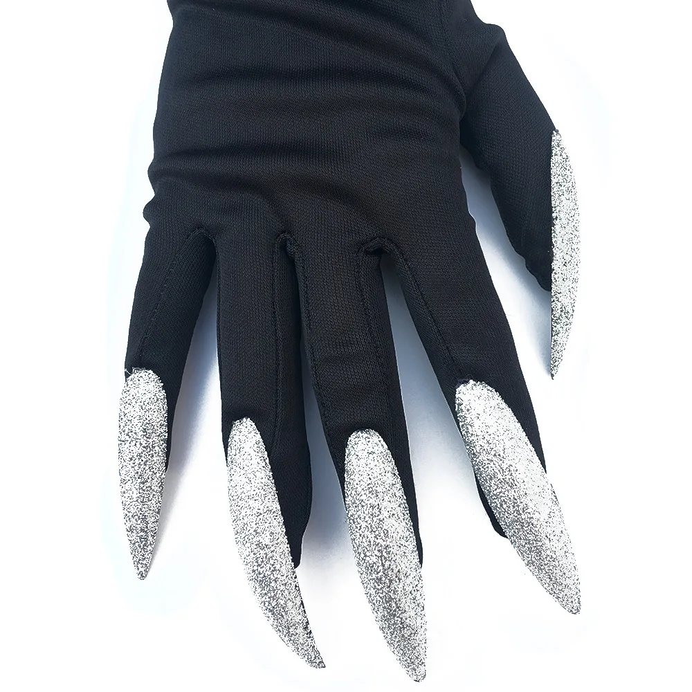 Черные крутые длинные привидения коготь платье перчатки Модные ногти Косплей