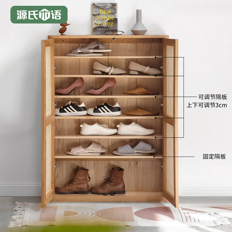 Шкаф для обуви из твердой древесины скандинавский дуб простой шкаф хранения в