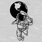 Прямая поставка, художественная наклейка Spaceman, водонепроницаемые наклейки на стену для детской комнаты, декоративные наклейки, креативные наклейки