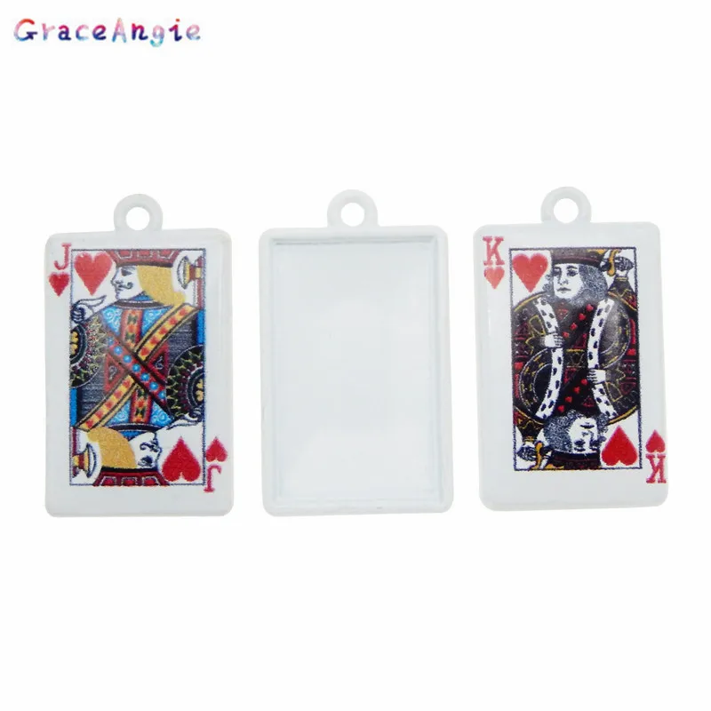 6/8/10 шт. Микс Джокер Король Королева покерная карта кулон молочно-белый покрытый