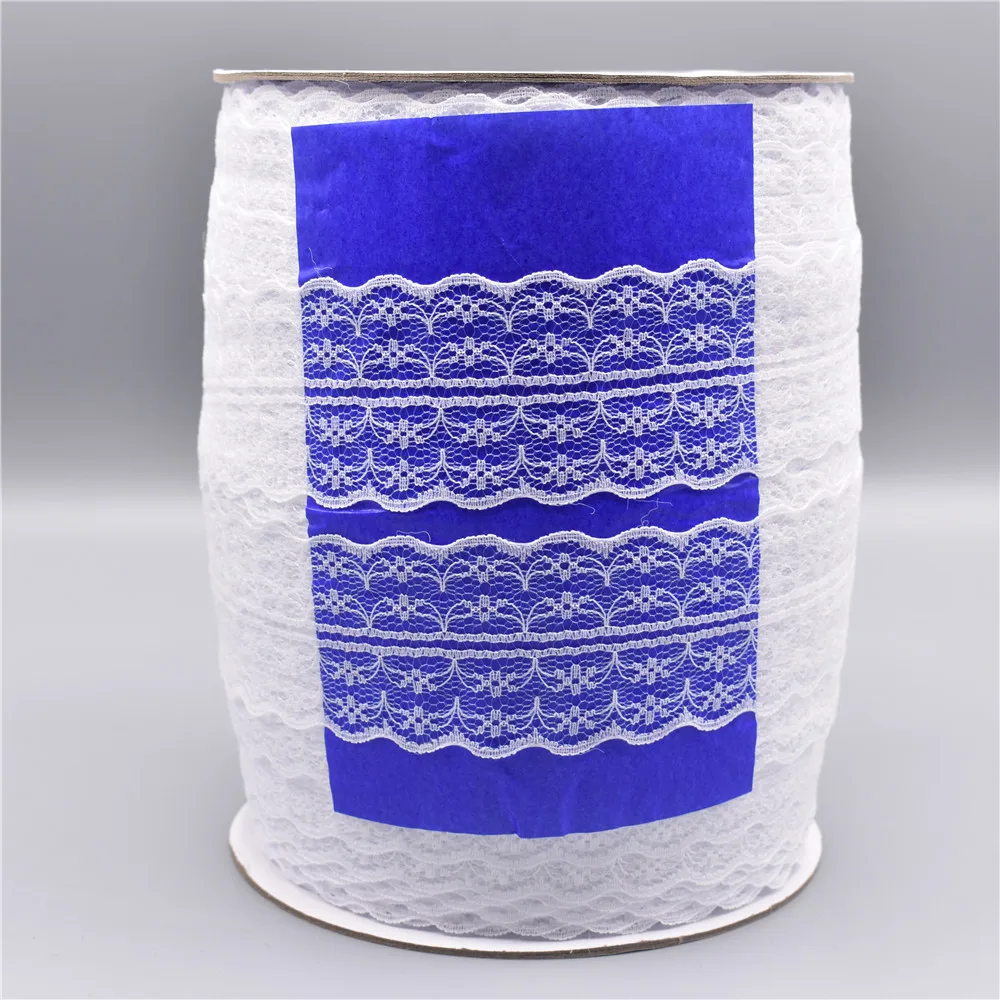 Wholesale 300yards/Roll White Lace Ribbon Lace Trim 45mm/Wide Embroidered Lace Sewing African DIY Lace Fabric Applique Material