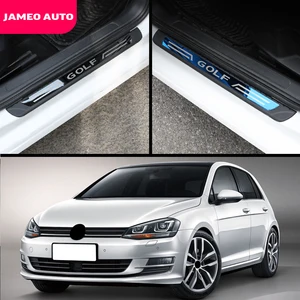 jameo auto 4pcsset car door sill scuff car door plate stickers for volkswagen vw golf 7 7 5 mk7 mk7 5 2012 2019 accessories free global shipping