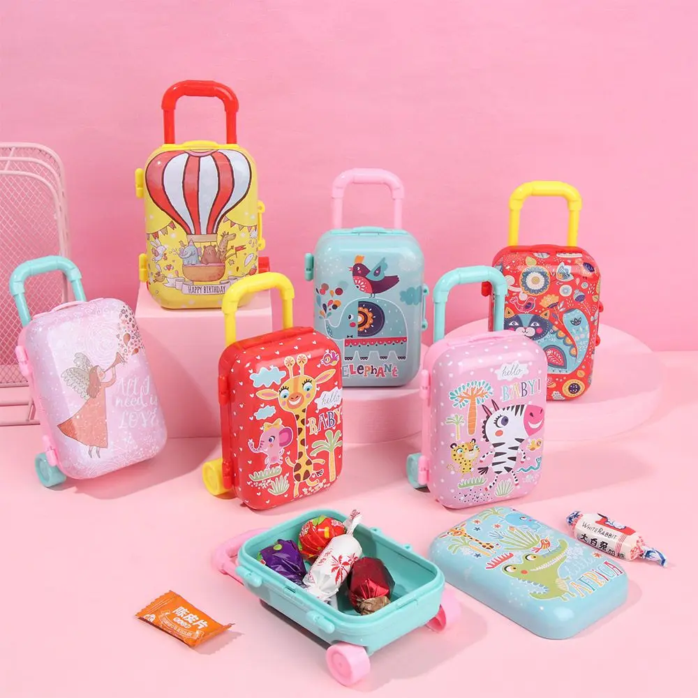 

Xmas Gift Metal Mini Xmas Suitcase for Dolls Miniature Toys Trunk Dollhouse Decoration Lovely Clutch Jewellery Box Doll Handbag