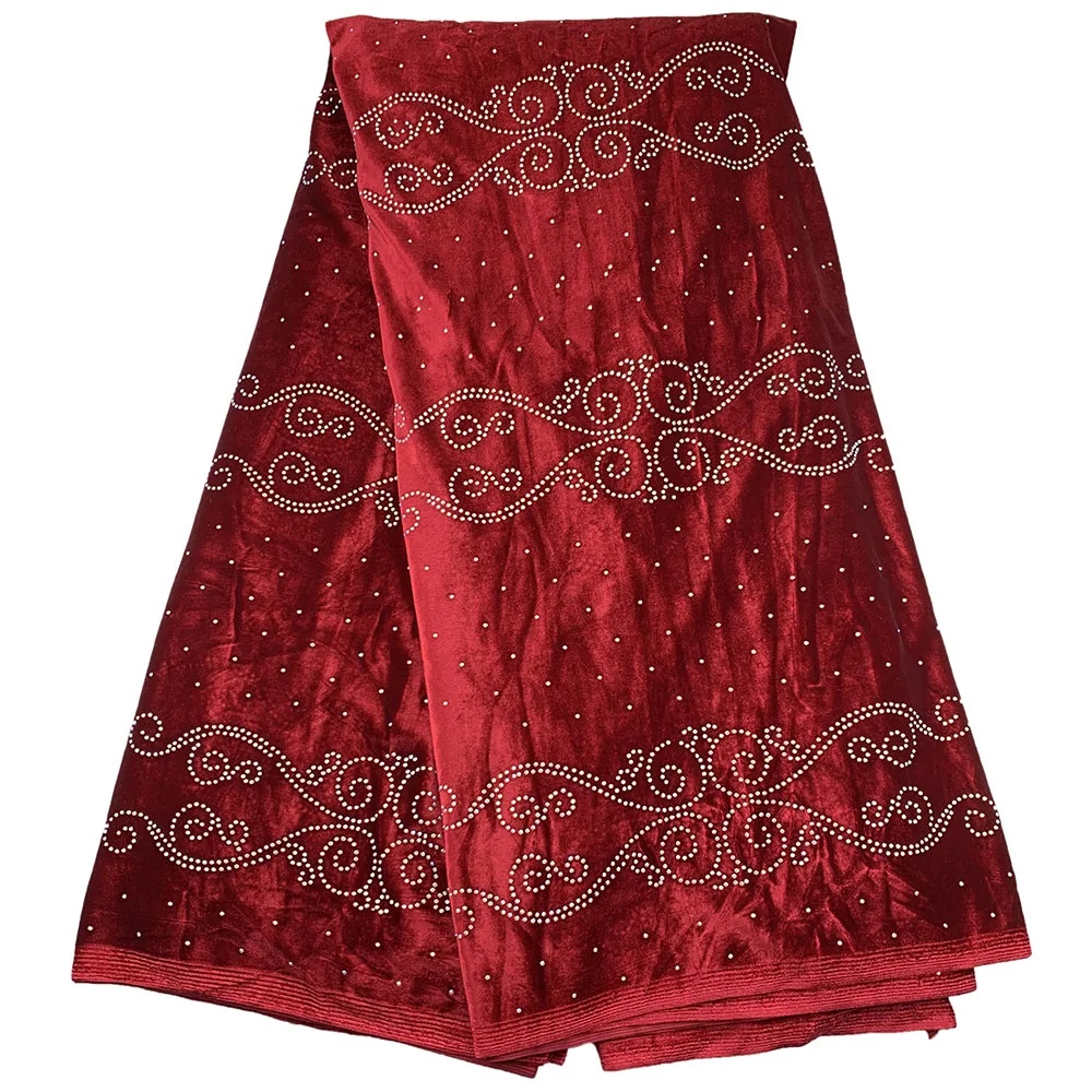 Африканская бархатная кружевная ткань с фиолетовым камнем, африканская ткань высокого качества 2019 года, 5 ярдов нигерийских тканей для свадьбы 008.