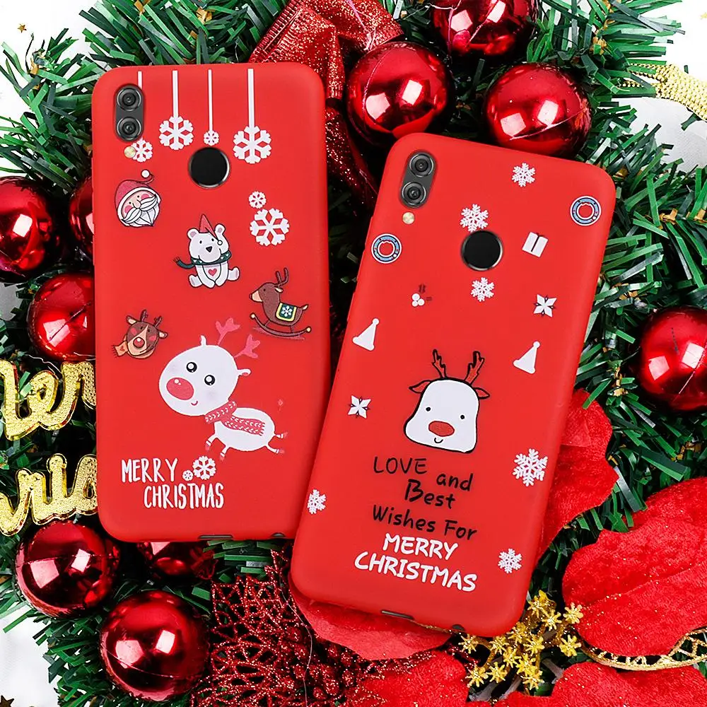 Cartoon Pattern Christmas Festive Santa Claus Case For Huawei Honor 8X 10 20 Lite 9X Pro P20 P30 Phone New Year Cover | Мобильные