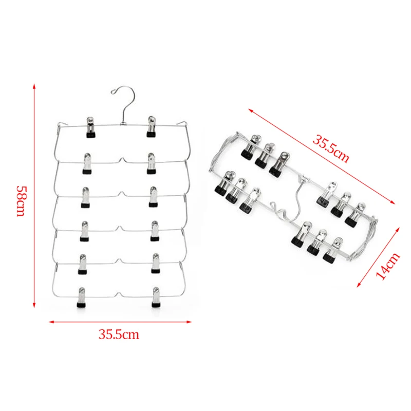 

1Pc 6 Layer New Space Saving Foldable Closet Organizer With 12 Clips Steel Wardrobe Hanger Clothes Skirt Pant Underwear Hanger