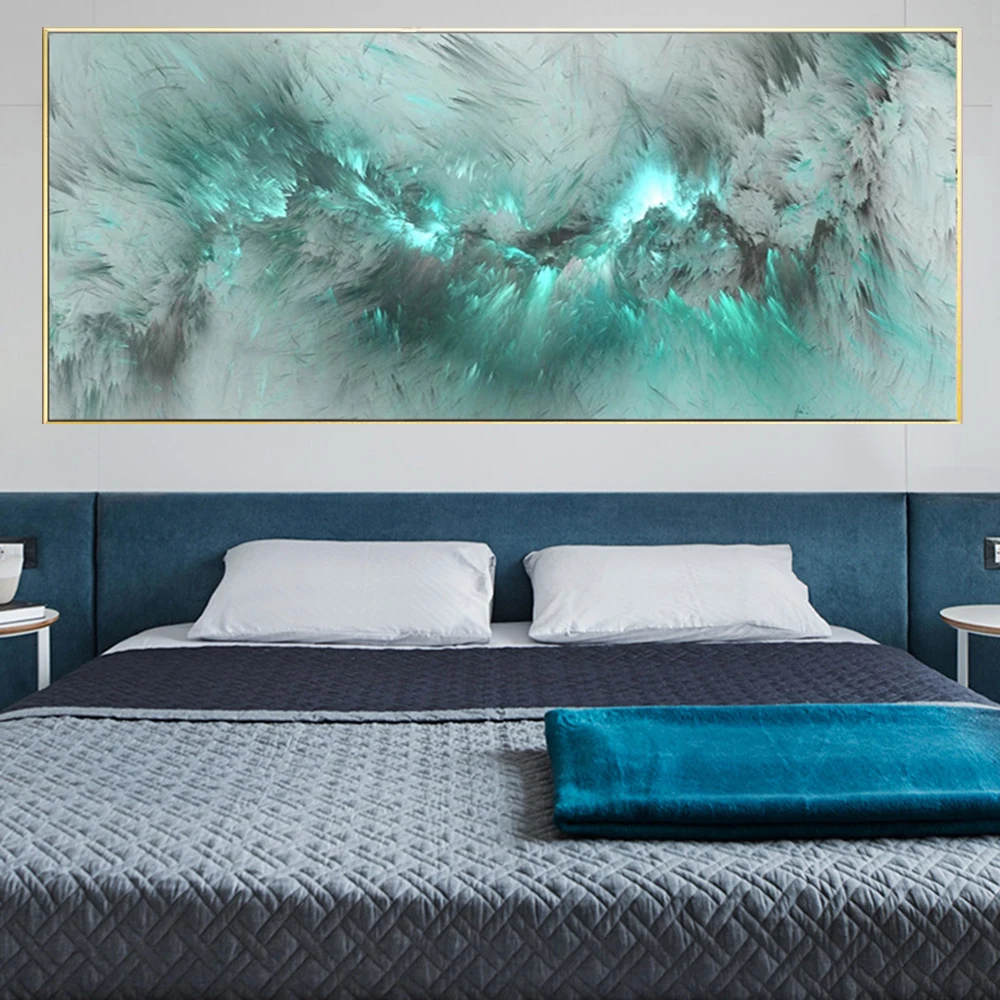 

Modern Abstract Light Green Cloud Posters and Prints Canvas Painting Print Wall Art for Living Room Home Decor (No Frame)